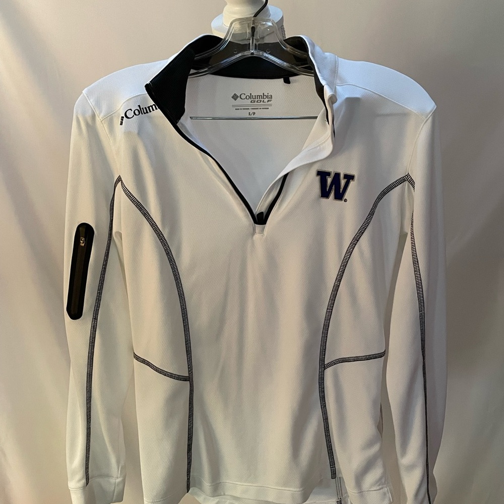 Columbia White and Black Quarter-Zip Pullover